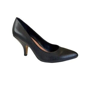 Vince Camuto VP-Vickiy Black Leather Pumps Women’s 7.5M Pointed Toe Mid Heel